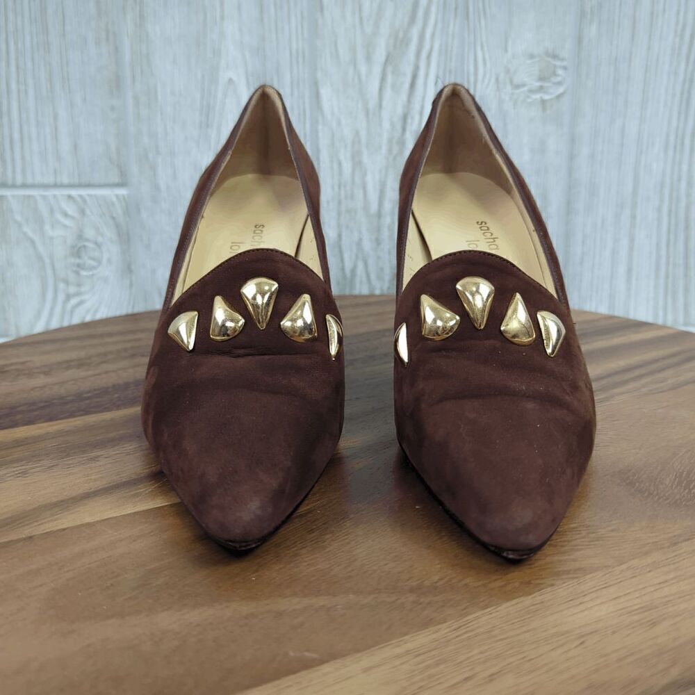 Sacha London Women’s 7B Embellished Brown Suede Pump Heels Made in Spain - Picture 2 of 12